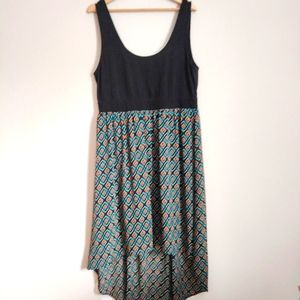 Torrid 1 Retro Midi Tank Top Dress Womens Plus Size 1X Black Green Hi Lo